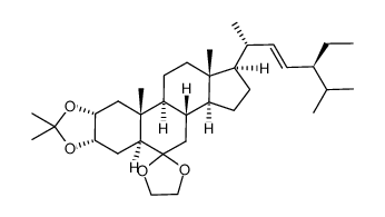 (2R,3S,24S)-2,3-isopropylidenedioxy-24-ethyl-6,6-ethylenedioxy-5α-cholestan-22(E)-ene结构式