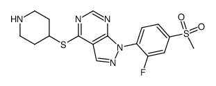 1-(2-fluoro-4-methanesulfonyl-phenyl)-4-(piperidin-4-ylsulfanyl)-1H-pyrazolo[3,4-d]pyrimidine结构式