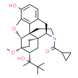 (5alpha,7alpha)-alpha-tert-butyl-17-(cyclopropylcarbonyl)-4,5-epoxy-18,19-dihydro-3-hydroxy-6-methoxy-alpha-methyl-6,14-ethenomorphinan-7-methanol结构式