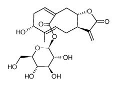 β-D-glucopyranosyl (1(10)Z,4E)-(3R,7R,8S)-3-hydroxygermacra-1(10),4,11(13)-trien-12,8-olide-14-oate结构式
