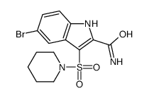 5-bromo-3-piperidin-1-ylsulfonyl-1H-indole-2-carboxamide结构式