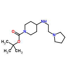 2-Methyl-2-propanyl 4-{[2-(1-pyrrolidinyl)ethyl]amino}-1-piperidinecarboxylate结构式