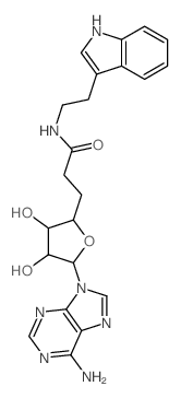 3-[5-(6-aminopurin-9-yl)-3,4-dihydroxy-oxolan-2-yl]-N-[2-(1H-indol-3-yl)ethyl]propanamide结构式
