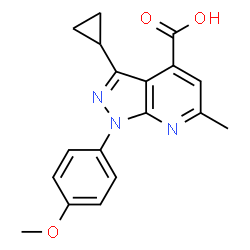 3-Cyclopropyl-1-(4-methoxyphenyl)-6-methyl-pyrazolo[3,4-b]pyridine-4-carboxylic acid structure