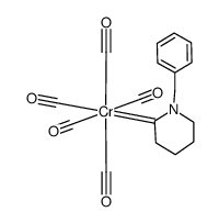 pentacarbonyl(N-benzyl-2-azacyclohexylidene)chromium(0) Structure