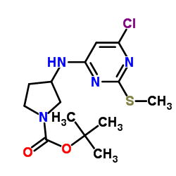 2-Methyl-2-propanyl 3-{[6-chloro-2-(methylsulfanyl)-4-pyrimidinyl]amino}-1-pyrrolidinecarboxylate Structure