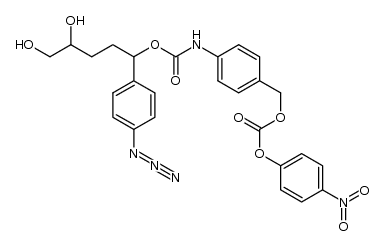 1-(4-azidophenyl)-4,5-dihydroxypentyl (4-((((4-nitrophenoxy)carbonyl)oxy)methyl)phenyl)carbamate结构式