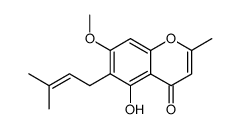 2-Methyl-5-hydroxy-6-(3-methyl-2-butenyl)-7-methoxy-4H-1-benzopyran-4-one Structure