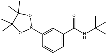 Pinacol 3-(tert butyl carbamoyl) benborate Structure
