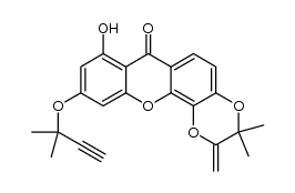 8-hydroxy-3,3-dimethyl-10-((2-methylbut-3-yn-2-yl)oxy)-2-methylene-2H-[1,4]dioxino[2,3-c]xanthen-7(3H)-one Structure