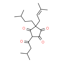 3-Isopentyl-5-isovaleryl-3-(3-methyl-2-butenyl)-1,2,4-cyclopentanetrione Structure