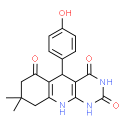 5-(4-Hydroxyphenyl)-8,8-dimethyl-5,8,9,10-tetrahydropyrimido[4,5-b]quinoline-2,4,6(1H,3H,7H)-trione structure
