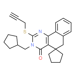 3-(cyclopentylmethyl)-2-(prop-2-yn-1-ylsulfanyl)-3H-spiro[benzo[h]quinazoline-5,1'-cyclopentan]-4(6H)-one结构式