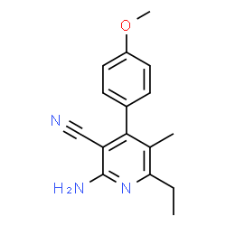 2-Amino-6-ethyl-4-(4-methoxyphenyl)-5-methylnicotinonitrile结构式