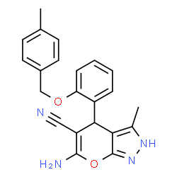 6-amino-3-methyl-4-{2-[(4-methylbenzyl)oxy]phenyl}-1,4-dihydropyrano[2,3-c]pyrazole-5-carbonitrile结构式