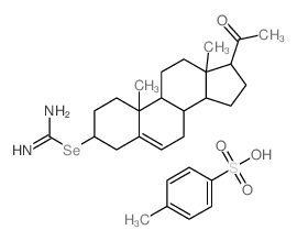 (17-acetyl-10,13-dimethyl-2,3,4,7,8,9,11,12,14,15,16,17-dodecahydro-1H-cyclopenta[a]phenanthren-3-yl)selanylmethanimidamide; 4-methylbenzenesulfonic acid结构式