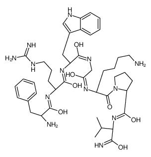 (2S)-1-[(2S)-6-amino-2-[[2-[[(2S)-2-[[(2S)-2-[[(2S)-2-amino-3-phenylpropanoyl]amino]-5-(diaminomethylideneamino)pentanoyl]amino]-3-(1H-indol-3-yl)propanoyl]amino]acetyl]amino]hexanoyl]-N-[(2S)-1-amino-3-methyl-1-oxobutan-2-yl]pyrrolidine-2-carboxamide结构式