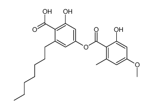 2-Heptyl-6-hydroxy-4-[(2-hydroxy-4-methoxy-6-methylbenzoyl)oxy]benzoic acid structure