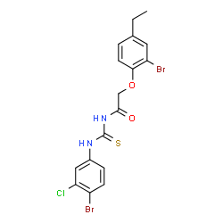 N-{[(4-bromo-3-chlorophenyl)amino]carbonothioyl}-2-(2-bromo-4-ethylphenoxy)acetamide结构式