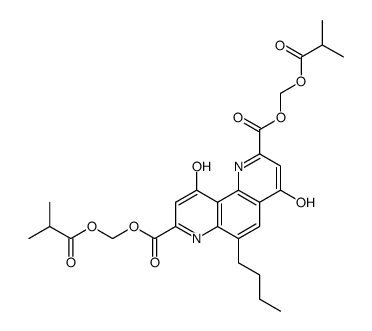 6-butyl-4,10-dioxo-1,4,7,10-tetrahydro-[1,7]phenanthroline-2,8-dicarboxylic acid bis-isobutyryloxymethyl ester结构式