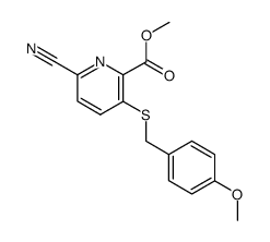 6-cyano-3-(4-methoxy-benzylsulfanyl)-pyridine-2-carboxylic acid methyl ester结构式