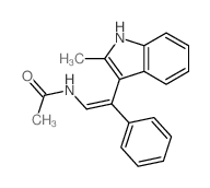 N-[(E)-2-(2-methyl-1H-indol-3-yl)-2-phenyl-ethenyl]acetamide structure