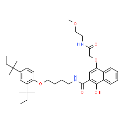 N-[4-[2,4-bis(1,1-dimethylpropyl)phenoxy]butyl]-1-hydroxy-4-[2-[(2-methoxyethyl)amino]-2-oxoethoxy]naphthalene-1-carboxamide结构式
