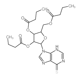 9H-Purine-6-thiol, 9-.beta.-D-ribofuranosyl-, 2,3, 5-tributyrate structure