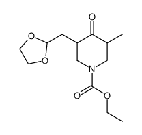 ethyl 3-(1,3-dioxolan-2-ylmethyl)-5-methyl-4-oxopiperidine-1-carboxylate结构式