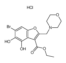 2-morpholinomethyl-3-carboethoxy-4,5-dihydroxy-6-bromobenzofuran hydrochloride Structure