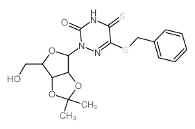 1,2,4-Triazin-3(2H)-one,4,5-dihydro-2-[2,3-O-(1-methylethylidene)-b-D-ribofuranosyl]-6-[(phenylmethyl)thio]-5-thioxo- Structure