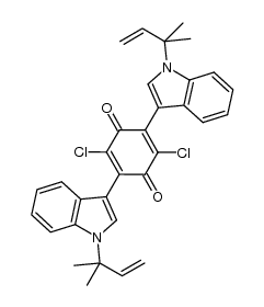 2,5-dichloro-3,6-bis(1-(2-methylbut-3-en-2-yl)-1H-indol-3-yl)cyclohexa-2,5-diene-1,4-dione Structure