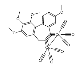 hexacarbonyl[μ-η4-(1,2,3,9-tetramethoxy-5H-dibenzo[a,c]cycloheptyne)]dicobalt Structure