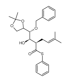 (2R)-S-phenyl 2-((1R,2R)-2-(benzyloxy)-2-(2,2-dimethyl-1,3-dioxolan-4-yl)-1-hydroxyethyl)-5-methylhex-4-enethioate Structure