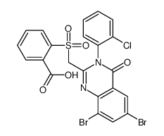 2-[[6,8-dibromo-3-(2-chlorophenyl)-4-oxo-quinazolin-2-yl]methylsulfony l]benzoic acid structure