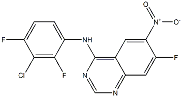 N-(3-chloro-2,4-difluorophenyl)-7-fluoro-6-nitroquinazolin-4-amine结构式