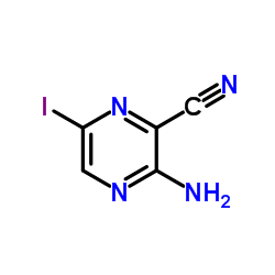 3-Amino-6-iodo-2-pyrazinecarbonitrile结构式