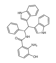 (R)-N-(2-amino-3-hydroxybenzoyl)-2,2-bis(3'-indolyl)-1-phenylethylamine结构式