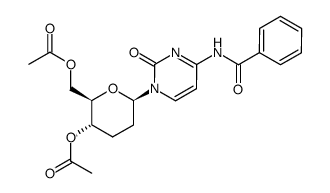 N4-Benzoyl-1-(4',6'-di-O-acetyl-2',3'-dideoxy-β-D-glucopyranosyl)cytosin结构式