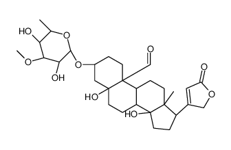 3β-[(3-O-Methyl-6-deoxy-β-D-glucopyranosyl)oxy]-5,14-dihydroxy-19-oxo-5β-card-20(22)-enolide结构式