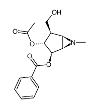 6-Azabicyclo3.1.0hexane-2,3-diol, 4-(hydroxymethyl)-6-methyl-, 3-acetate 2-benzoate, 1R-(1.alpha.,2.beta.,3.alpha.,4.beta.,5.alpha.)-结构式