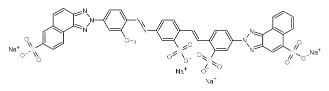 2-[4-[2-[4-[[2-甲基-4-(7-磺基-2H-萘并[1,2-D]三唑-2-基)苯基]偶氮]-2-磺基苯基]-乙烯基]-3-磺基苯基]-2H-萘并[1,2-D]三唑-5-磺酸四钠盐结构式