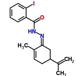 2-Iodo-N'-[(1Z)-5-isopropenyl-2-methyl-2-cyclohexen-1-ylidene]benzohydrazide结构式