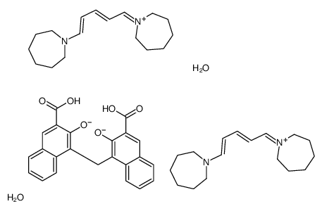 1-[(1E,3E)-5-(azepan-1-ium-1-ylidene)penta-1,3-dienyl]azepane,3-carboxy-1-[(3-carboxy-2-oxidonaphthalen-1-yl)methyl]naphthalen-2-olate,dihydrate Structure