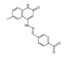 6-Methyl-4-{N'-[1-(4-nitro-phenyl)-meth-(E)-ylidene]-hydrazino}-1H-quinolin-2-one结构式