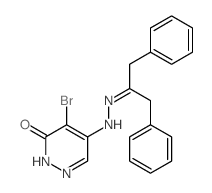 3(2H)-Pyridazinone,4-bromo-5-[2-[2-phenyl-1-(phenylmethyl)ethylidene]hydrazinyl]- Structure