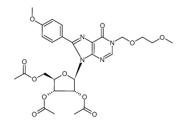 2',3',5'-tri-O-acetyl-1-[(2-methoxyethoxy)methyl]-8-(4-methoxyphenyl)inosine结构式