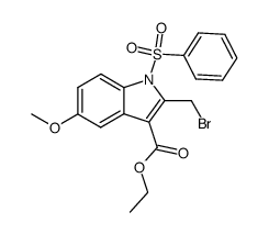 ethyl 1-benzenesulphonyl-2-bromomethyl-5-methoxyindole-3-carboxylate结构式