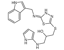 1-[[5-(1H-indol-3-ylmethylamino)-1,3,4-thiadiazol-2-yl]sulfanyl]-3-(1H-pyrrol-2-ylamino)propan-2-ol结构式