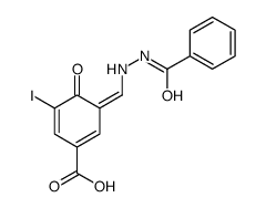 3-[(2-benzoylhydrazinyl)methylidene]-5-iodo-4-oxocyclohexa-1,5-diene-1-carboxylic acid Structure